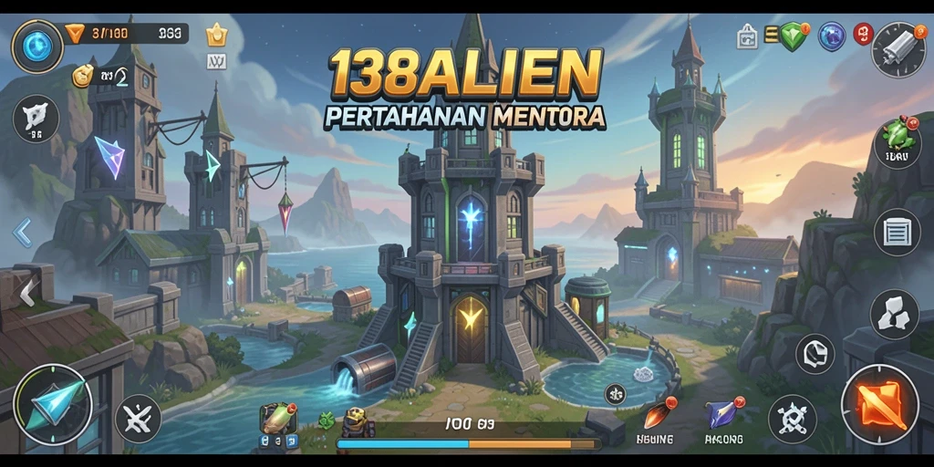 Gameplay Tower Defense seru di 138ALIEN dengan menara dan strategi unik.