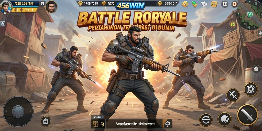 Tampilan gameplay seru dari 456WIN dalam aksi Battle Royale.