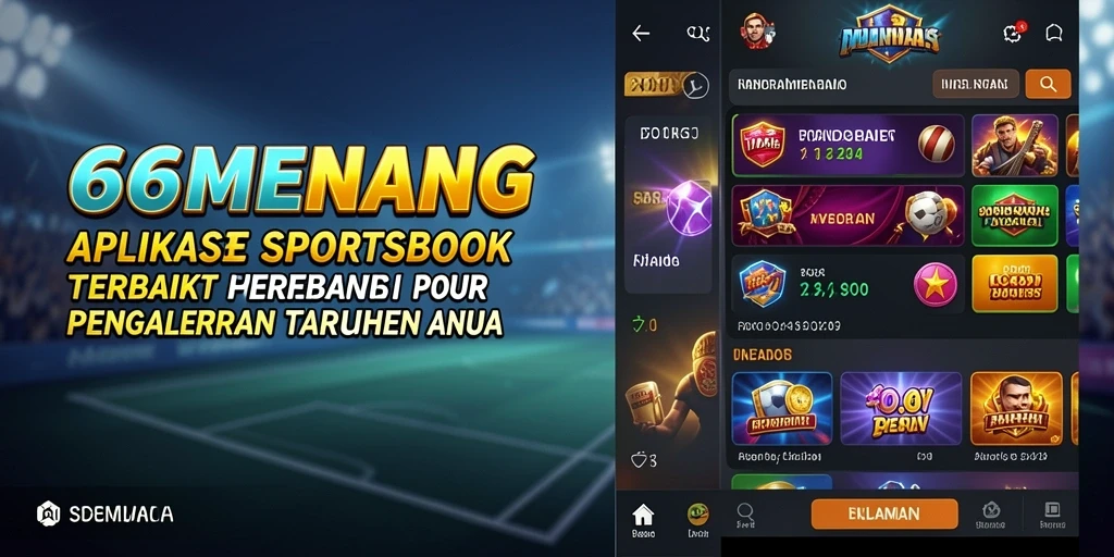 Tampilan antarmuka aplikasi 66MENANG dengan berbagai pilihan taruhan olahraga.