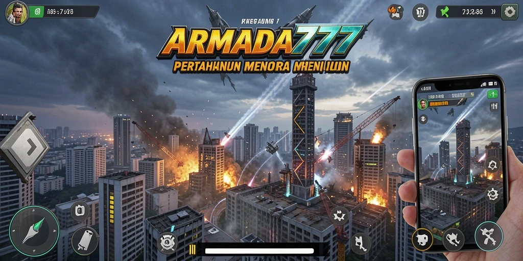 Tangkapan layar ARMADA777 menampilkan aksi menakjubkan di Tower Defense.
