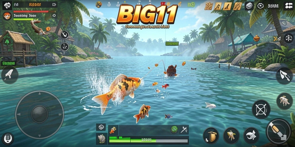 Gameplay seru memancing di lokasi indah.