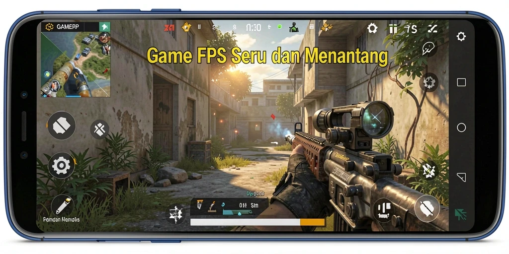 Screenshot GAMERP yang menunjukkan aksi seru dalam permainan FPS.