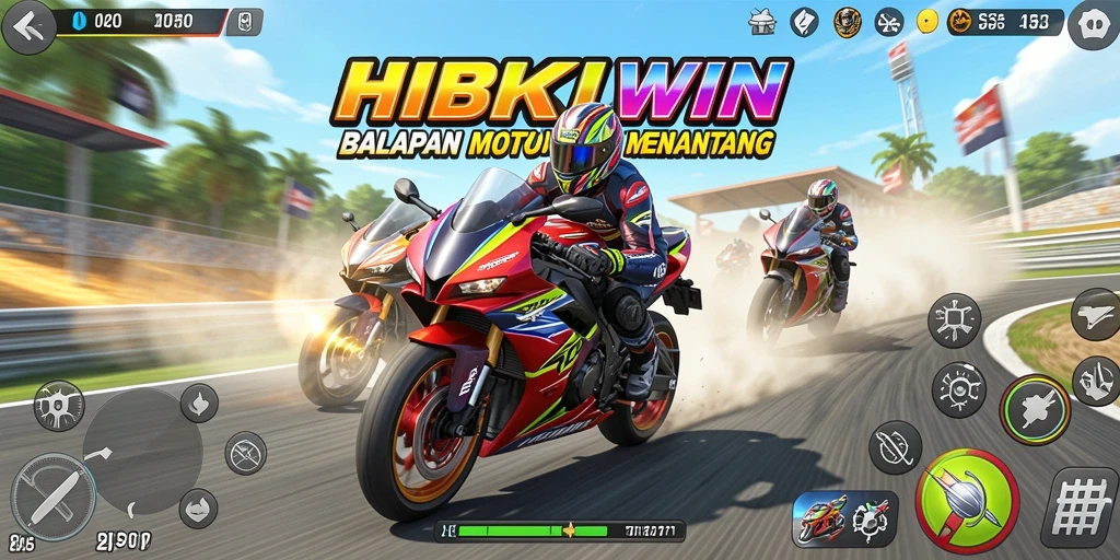 Screenshot HIBIKIWIN menampilkan balapan seru yang mendebarkan.