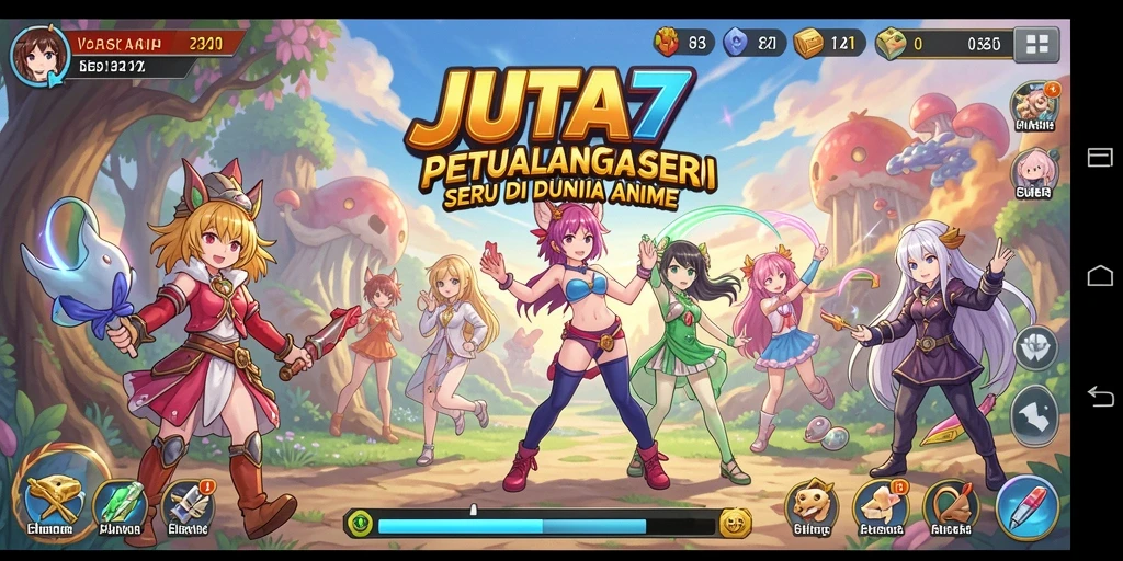 Gameplay seru JUTA7 dengan karakter anime yang unik.