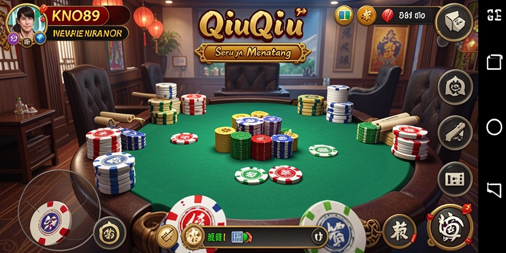 Tangkapan layar gameplay KNO89 yang menampilkan momen mendebarkan permainan QiuQiu.