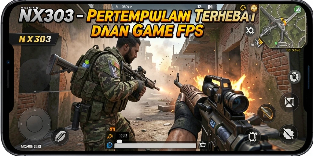 Screenshot menunjukkan aksi menegangkan dalam gameplay NX303 FPS.