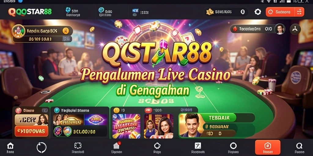 Screenshot QQSTAR88 menampilkan dealer profesional dan gameplay yang mendebarkan.