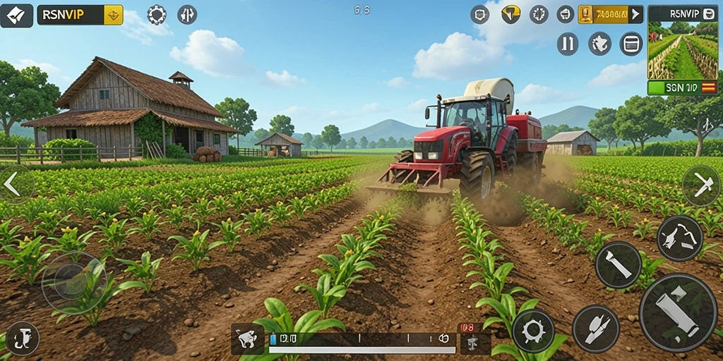 Tampilan gameplay RSNVIP yang menarik dengan aktivitas pertanian.