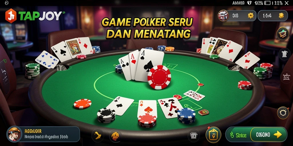 Tampilan gameplay Poker yang menarik dan mendebarkan di TAPJOY.